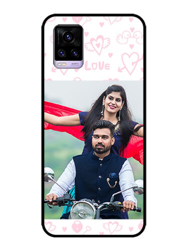 Custom Vivo V20 Custom Metal Phone CasePink Flying Heart Design