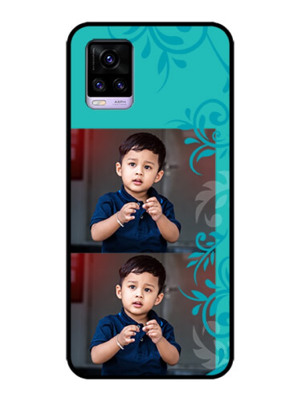 Custom Vivo V20 Custom Metal Phone CaseWith Photo And Green Floral Design