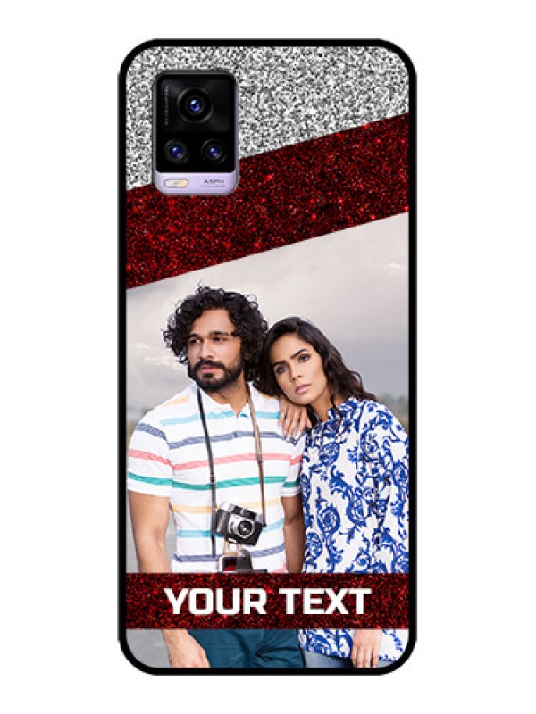 Custom Vivo V20 Custom Metal Phone CaseImage Holder With Glitter Strip Design