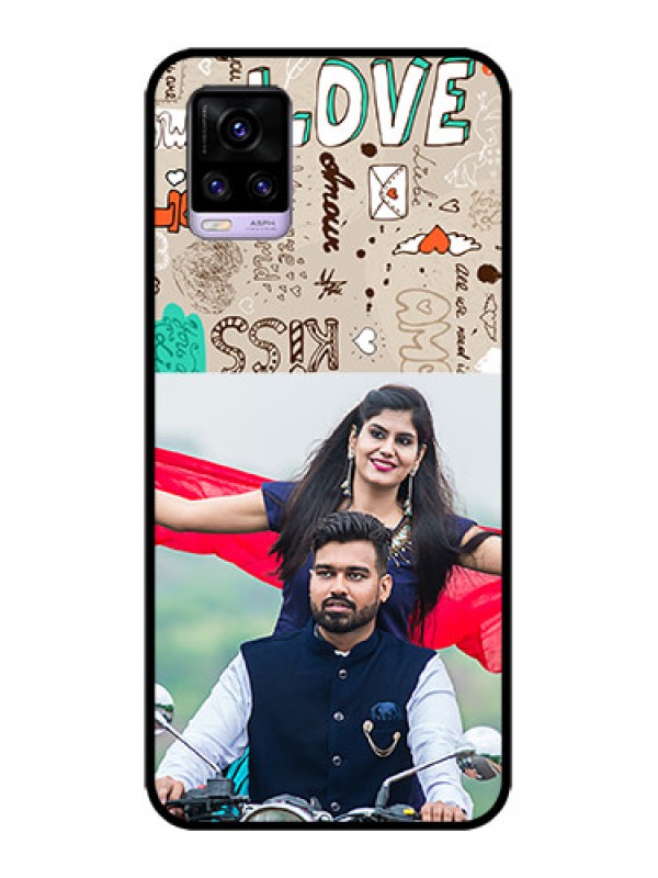 Custom Vivo V20 Custom Metal Phone CaseLove Doodle Pattern