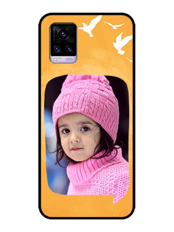 Custom Vivo V20 Custom Metal Phone CaseWater Color Design With Bird Icons