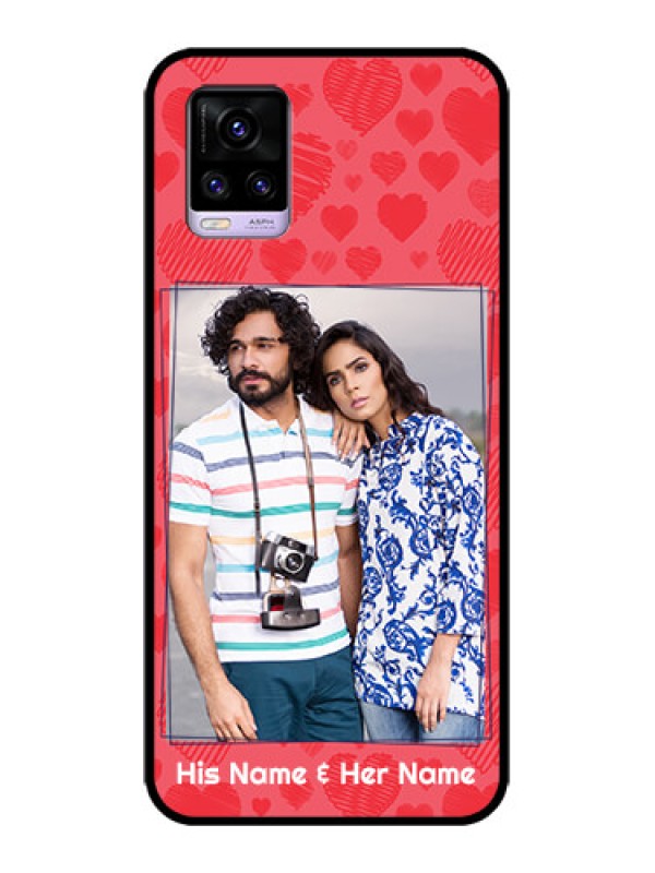 Custom Vivo V20 Custom Metal Phone CaseWith Red Heart Symbols Design