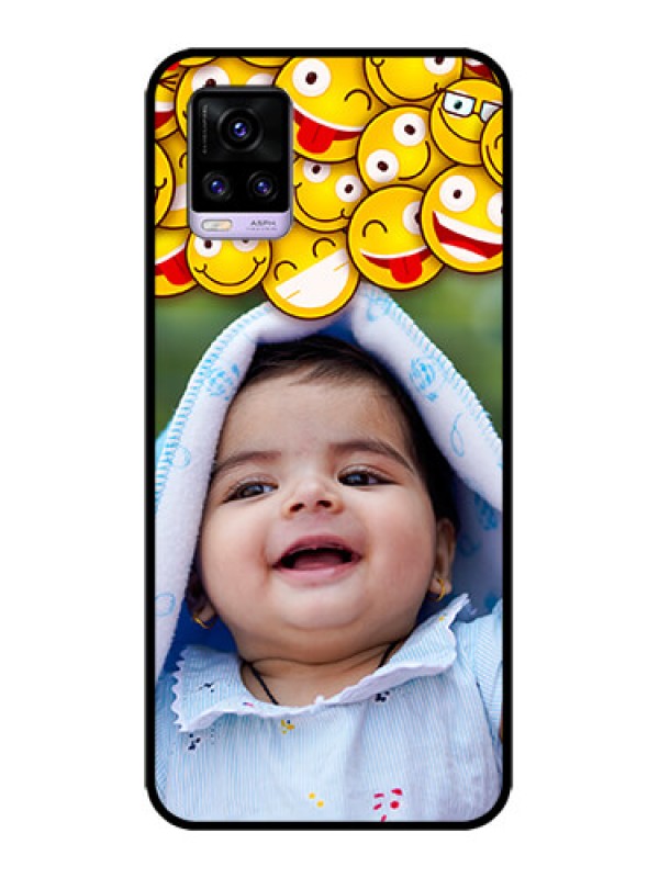 Custom Vivo V20 Custom Metal Phone CaseWith Smiley Emoji Design