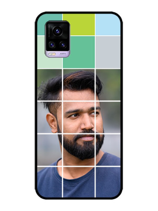 Custom Vivo V20 Custom Metal Phone CaseWith White Box Pattern