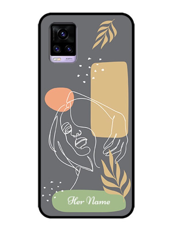 Custom Vivo V20 Custom Metal Phone CaseGazing Woman Line Art Design