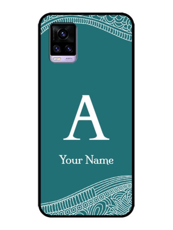 Custom Vivo V20 Custom Metal Phone CaseLine Art Pattern With Custom Name Design