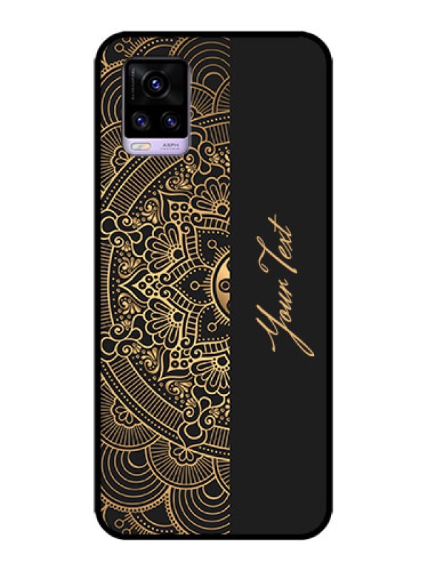 Custom Vivo V20 Custom Metal Phone CaseMandala Art With Custom Text Design