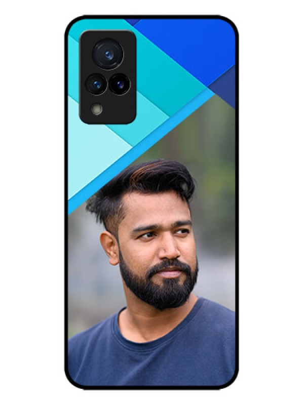 Custom Vivo V21 5G Custom Metal Phone CaseBlue Pattern Design