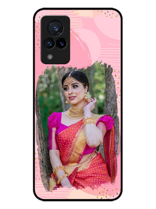 Custom Vivo V21 5G Custom Metal Phone CaseGold Glitter Splash Design