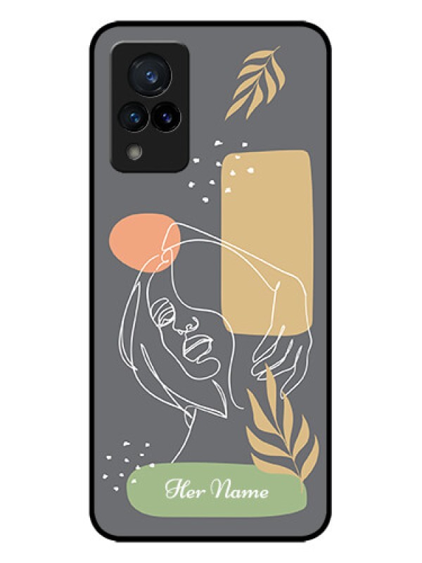 Custom Vivo V21 5G Custom Metal Phone CaseGazing Woman Line Art Design