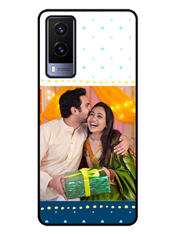 Custom Vivo V21e 5G Custom Metal Phone CaseWhite And Blue Abstract Design