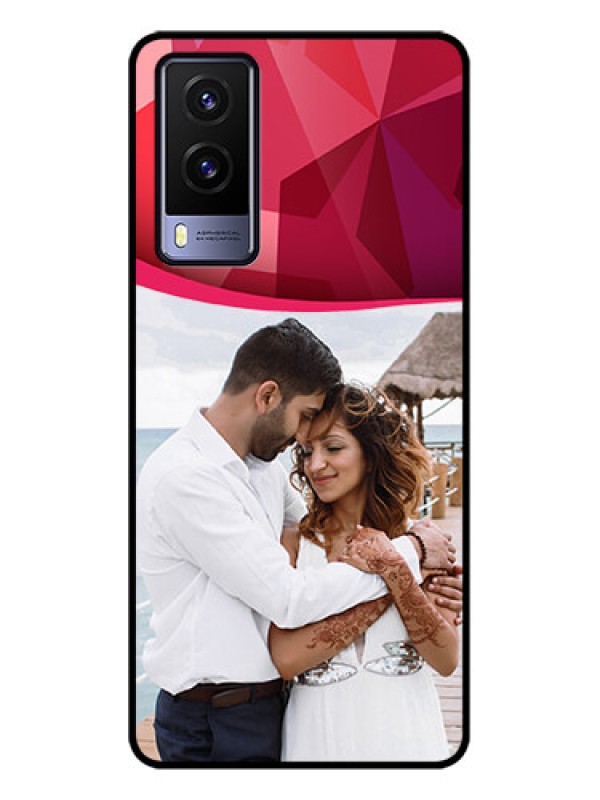 Custom Vivo V21e 5G Custom Metal Phone CaseRed Abstract Design
