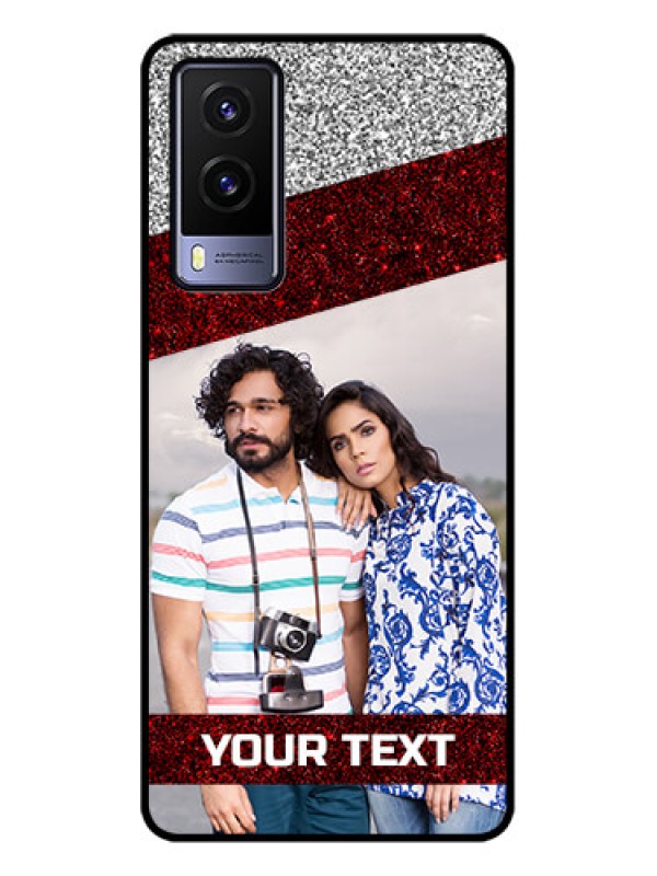 Custom Vivo V21e 5G Custom Metal Phone CaseImage Holder With Glitter Strip Design