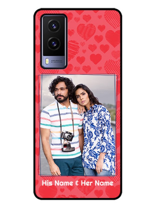 Custom Vivo V21e 5G Custom Metal Phone CaseWith Red Heart Symbols Design