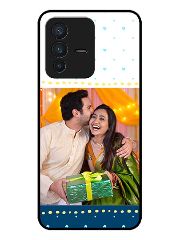 Custom Vivo V23 5G Custom Metal Phone CaseWhite And Blue Abstract Design