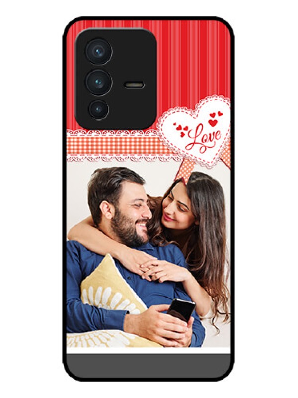 Custom Vivo V23 5G Custom Metal Phone CaseRed Love Pattern Design