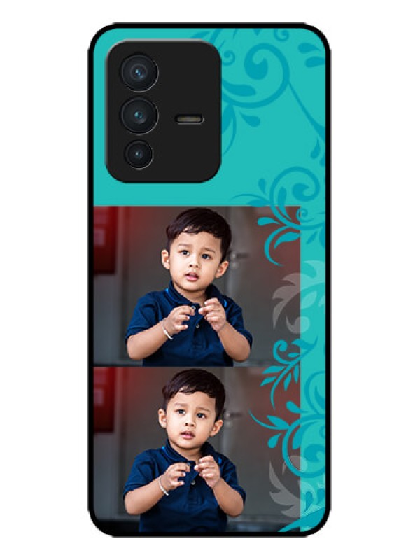 Custom Vivo V23 5G Custom Metal Phone CaseWith Photo And Green Floral Design