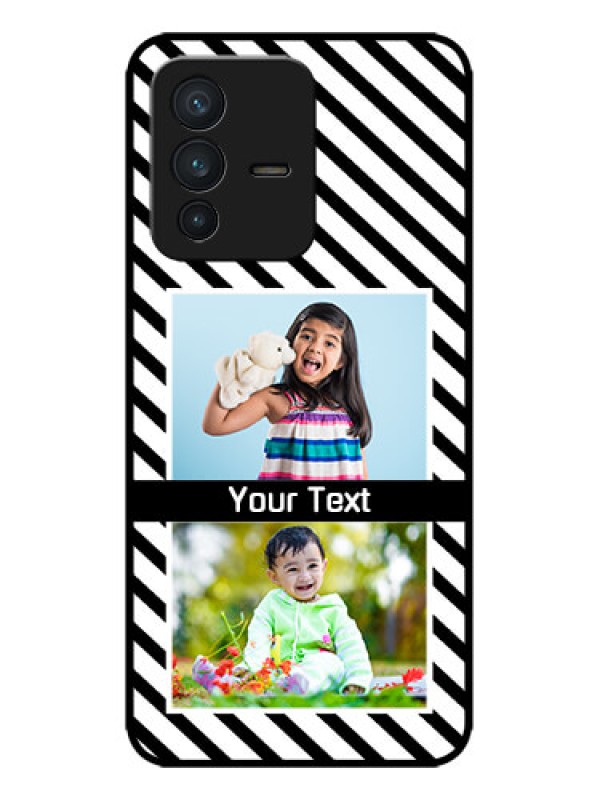 Custom Vivo V23 5G Custom Metal Phone CaseBlack And White Stripes Design