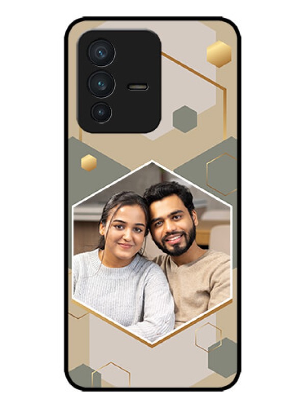Custom Vivo V23 5G Custom Metal Phone CaseStylish Hexagon Pattern Design