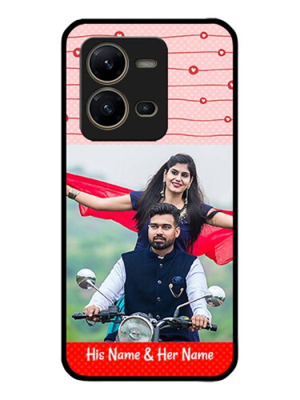 Custom Vivo V25 5G Custom Metal Phone CaseRed Pattern Case Design