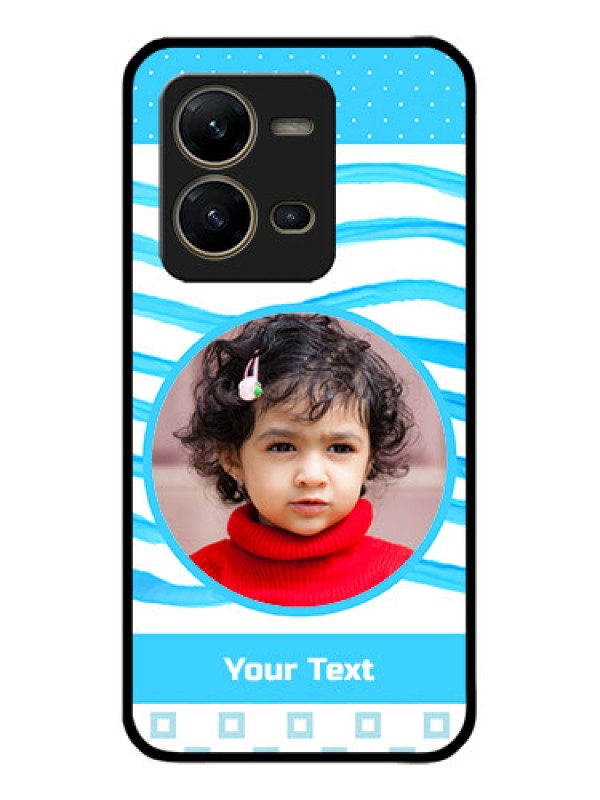 Custom Vivo V25 5G Custom Metal Phone CaseSimple Blue Case Design