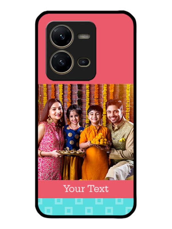 Custom Vivo V25 5G Custom Metal Phone CasePeach and Blue Color Design