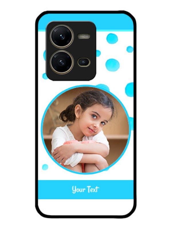 Custom Vivo V25 5G Custom Metal Phone CaseBlue Bubbles Pattern Design