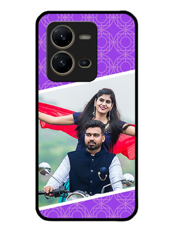 Custom Vivo V25 5G Custom Metal Phone CaseViolet Color Pattern Design