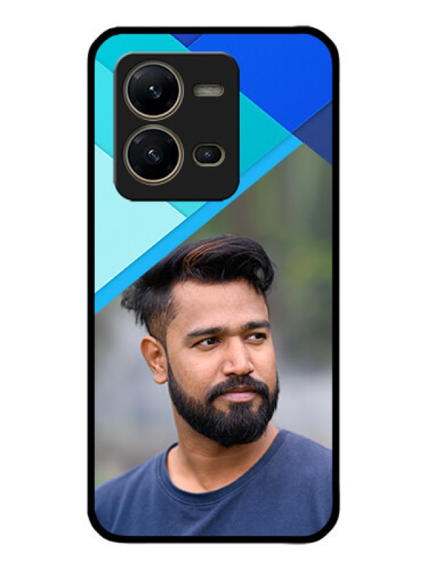 Custom Vivo V25 5G Custom Metal Phone CaseBlue Pattern Design