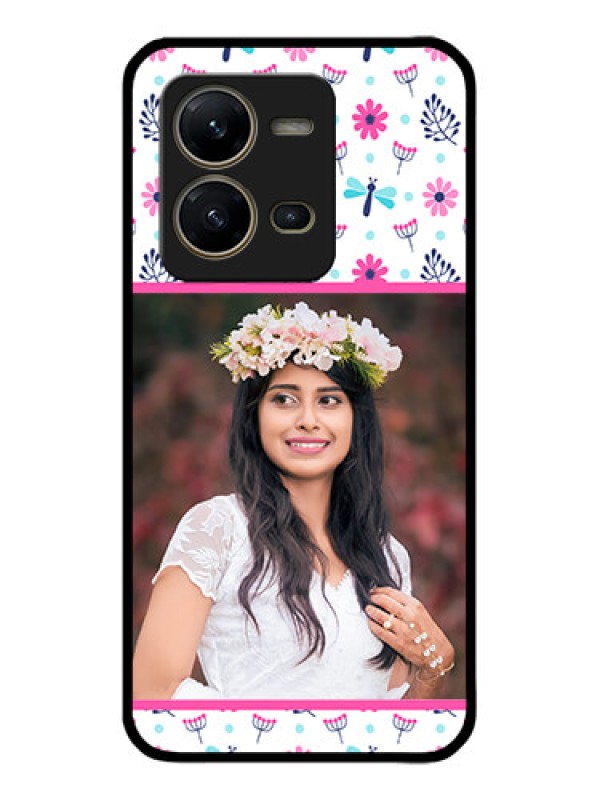 Custom Vivo V25 5G Custom Metal Phone CaseColorful Flower Design