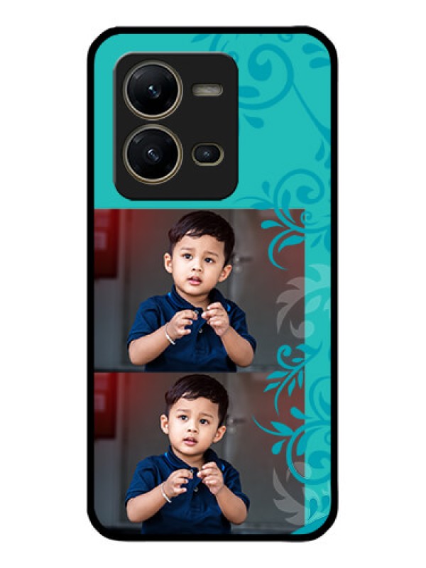 Custom Vivo V25 5G Custom Metal Phone CaseWith Photo And Green Floral Design