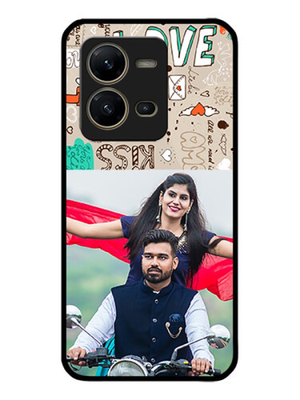 Custom Vivo V25 5G Custom Metal Phone CaseLove Doodle Pattern