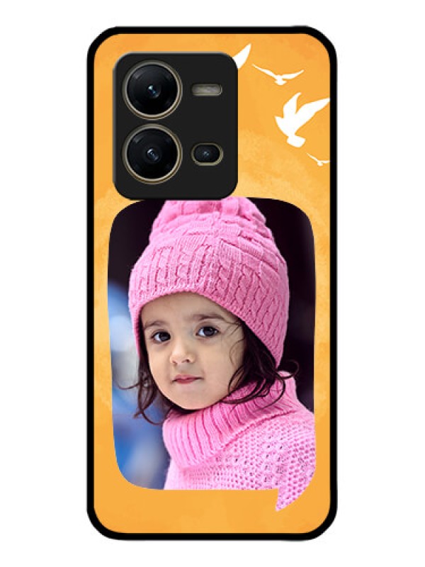 Custom Vivo V25 5G Custom Metal Phone CaseWater Color Design With Bird Icons