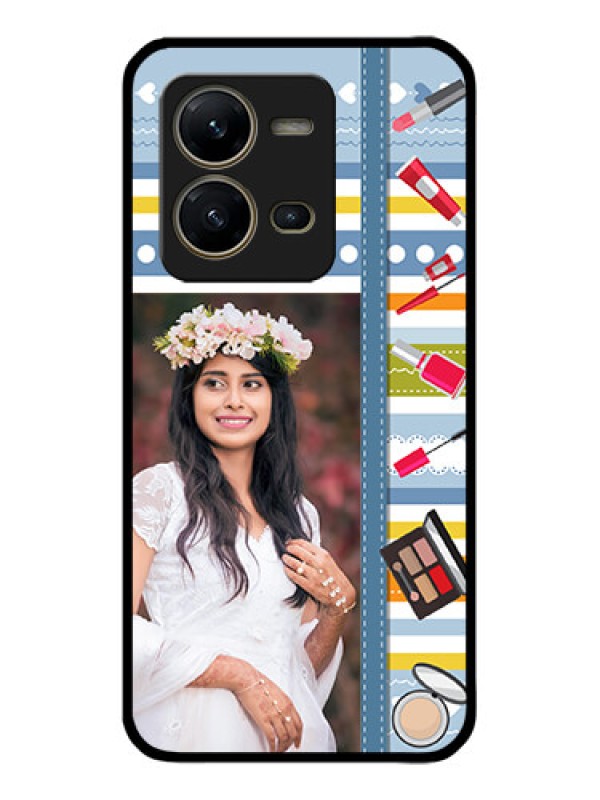 Custom Vivo V25 5G Custom Metal Phone CaseMakeup Icons Design