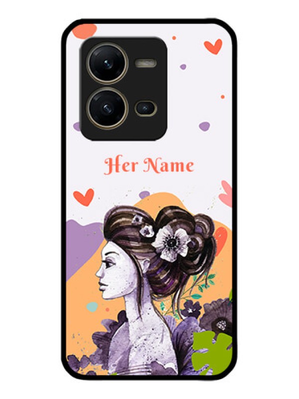 Custom Vivo V25 5G Custom Metal Phone CaseWoman And Nature Design