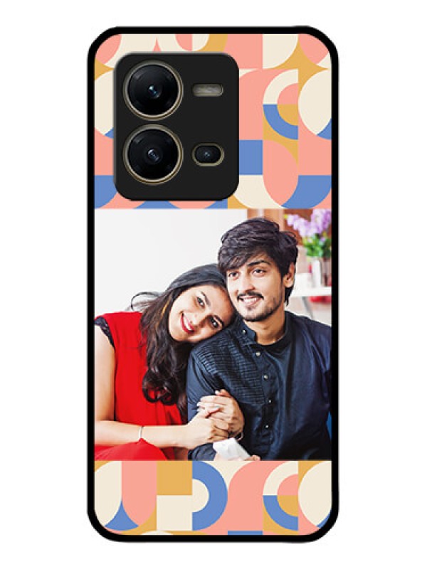 Custom Vivo V25 5G Custom Metal Phone CaseSemi - Circle Maze Pattern Design