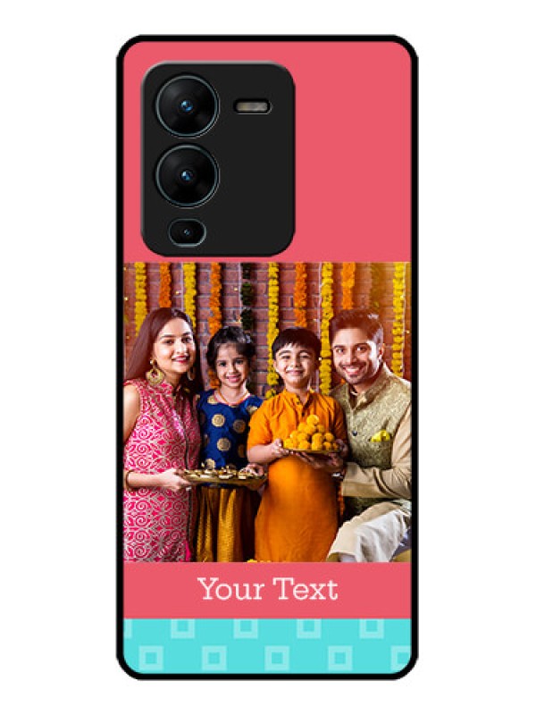 Custom Vivo V25 Pro 5G Custom Metal Phone CasePeach and Blue Color Design