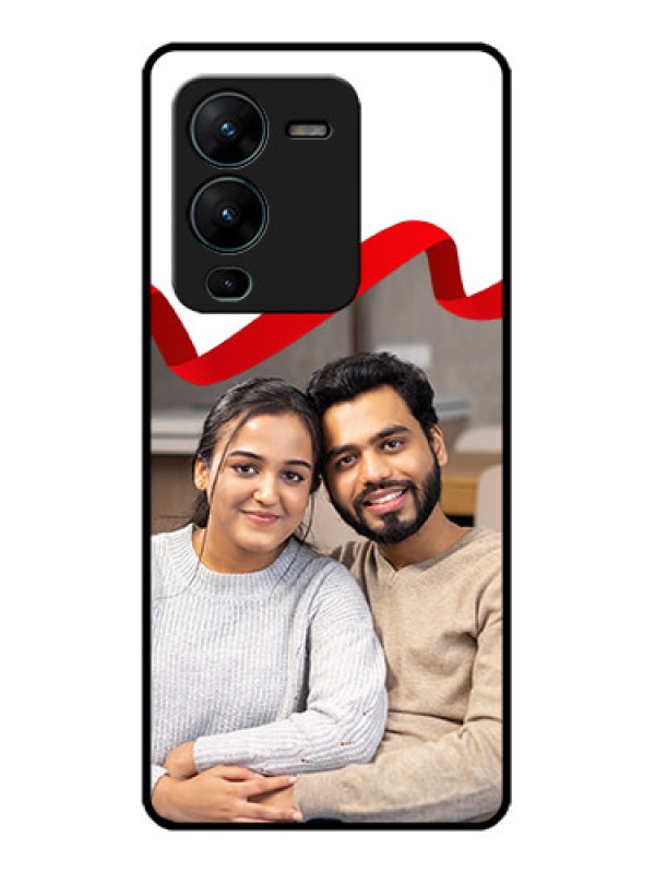 Custom Vivo V25 Pro 5G Custom Metal Phone CaseRed Ribbon Frame Design