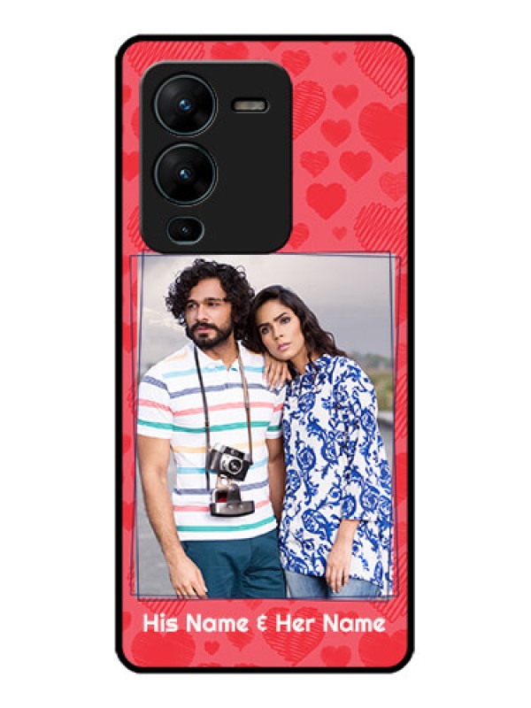 Custom Vivo V25 Pro 5G Custom Metal Phone CaseWith Red Heart Symbols Design