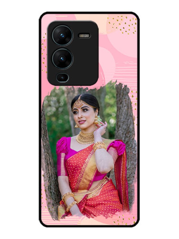 Custom Vivo V25 Pro 5G Custom Metal Phone CaseGold Glitter Splash Design