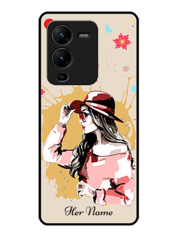 Custom Vivo V25 Pro 5G Custom Metal Phone CaseWomen With Pink Hat Design