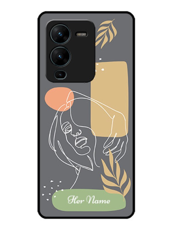 Custom Vivo V25 Pro 5G Custom Metal Phone CaseGazing Woman Line Art Design