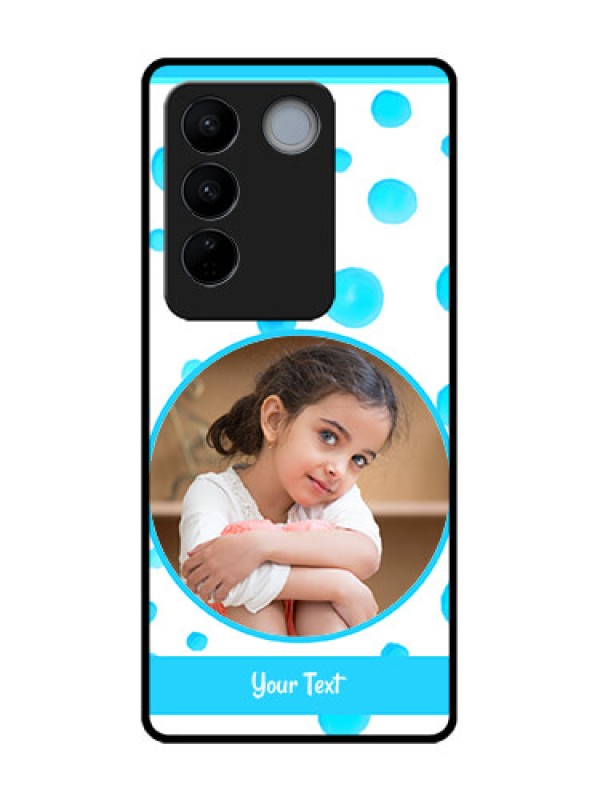 Custom Vivo V27 Pro Custom Metal Phone CaseBlue Bubbles Pattern Design