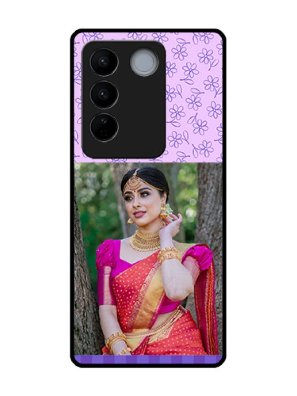 Custom Vivo V27 Pro Custom Metal Phone CasePurple Floral Design