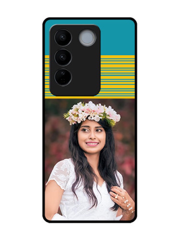 Custom Vivo V27 Pro Custom Metal Phone CaseYellow and Blue Design