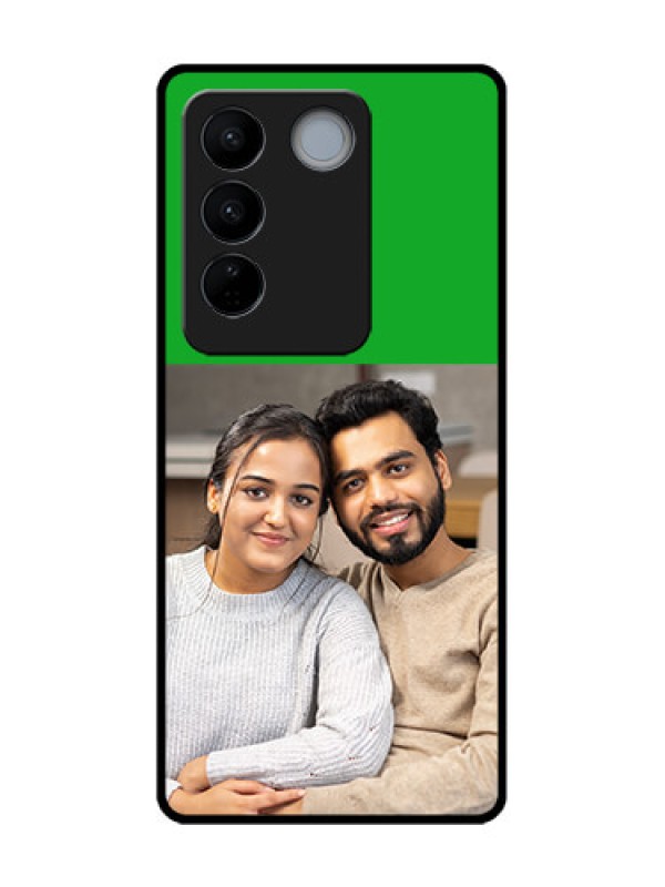 Custom Vivo V27 Pro Custom Metal Phone CaseGreen Pattern Design