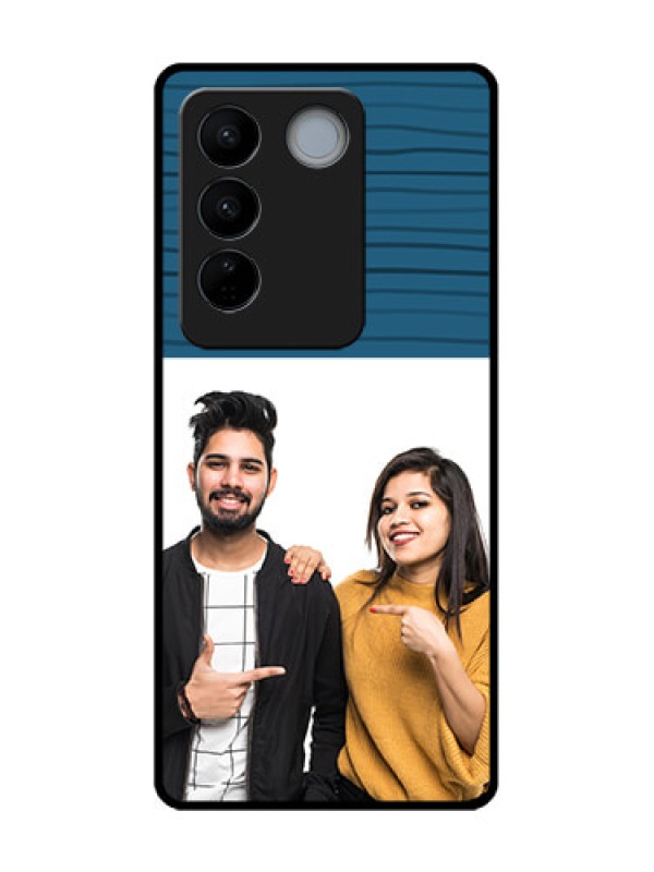 Custom Vivo V27 Pro Custom Metal Phone CaseBlue Pattern Cover Design