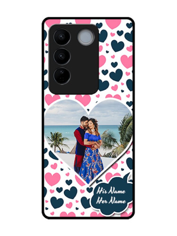 Custom Vivo V27 Pro Custom Metal Phone CasePink and Blue Heart Design