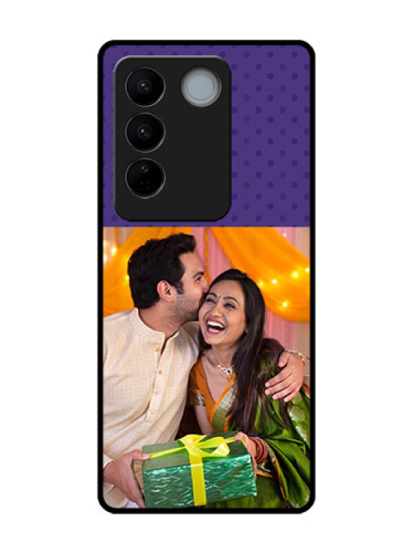 Custom Vivo V27 Pro Custom Metal Phone CaseViolet Colored Pattern Design
