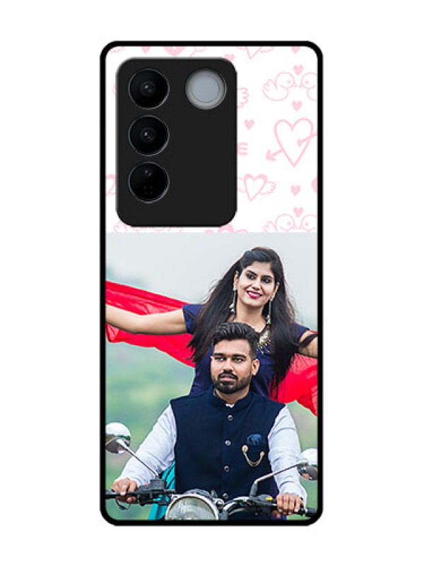 Custom Vivo V27 Pro Custom Metal Phone CasePink Flying Heart Design